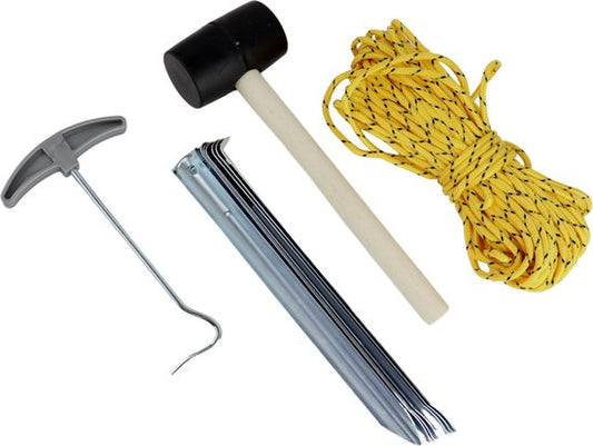 Camping set 9 delig - Hamer - Haringen - Touw - Haringtrekker - Kamperen - Camping - Metaal
