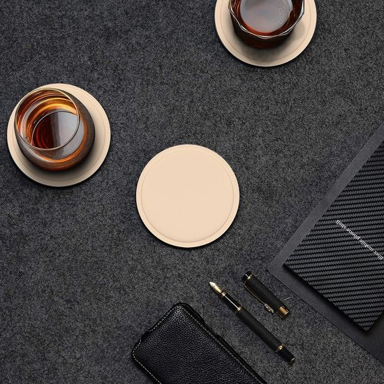 Castagnola Siliconen Onderzetters – Onderzetters voor Glazen – Design Onderzetters met Houder – Onderzettersset – Anti Slip - Set van 8 – Beige