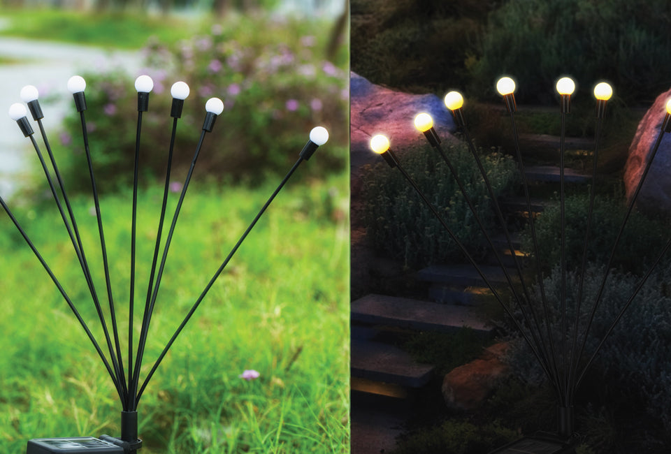 Hortensus Firefly Solar Lights – Set van 2, LED-verlichting & IP44 Waterdicht – 67,5 x 6,5 x 4 cm – Zwart