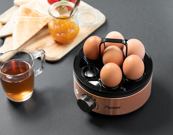 Bestron Eierkoker - AEC2000CO - 400W - Voor 7 eieren - incl. maatbeker & eierprikker - Koper