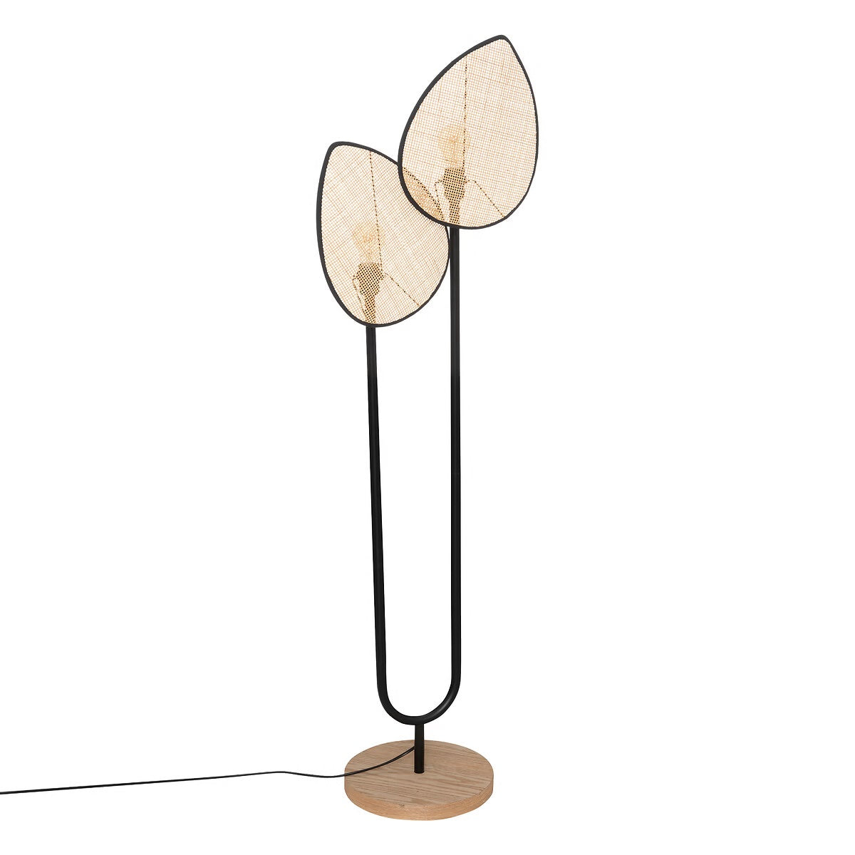 Atmosphera Olme vloerlamp - metaal en natuurlijk hout - 143 cm