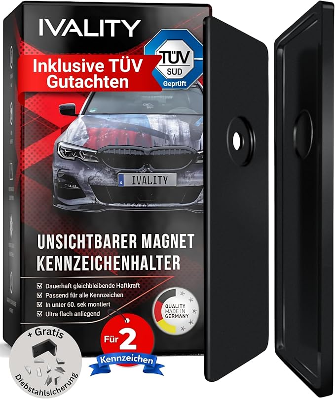 Ivality Kentekenplaathouder - Frameless - Magnetisch - Voor 2 Kentekenplaten - Zwart