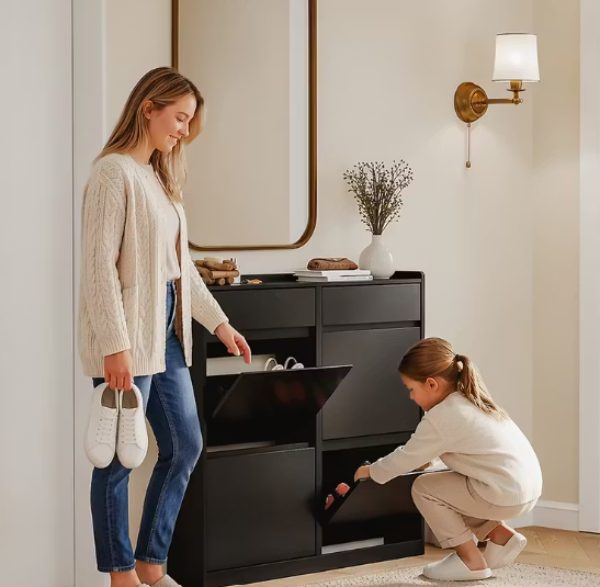 SoBuy Schoenenkast FSR169-SCH - Smal Ontwerp - 19 x 98 x 95 cm - Zwart