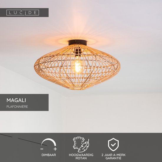 Lucide MAGALI - Plafonnière (Plafondlamp) - Ø 56 cm - 1xE27 - Naturel