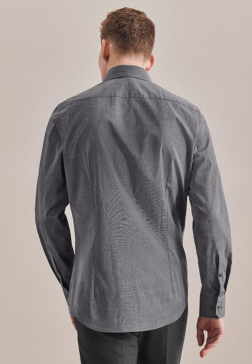 Seidensticker Herenoverhemd – Slim Fit – Zakelijk Overhemd – Grijs – Maat 40