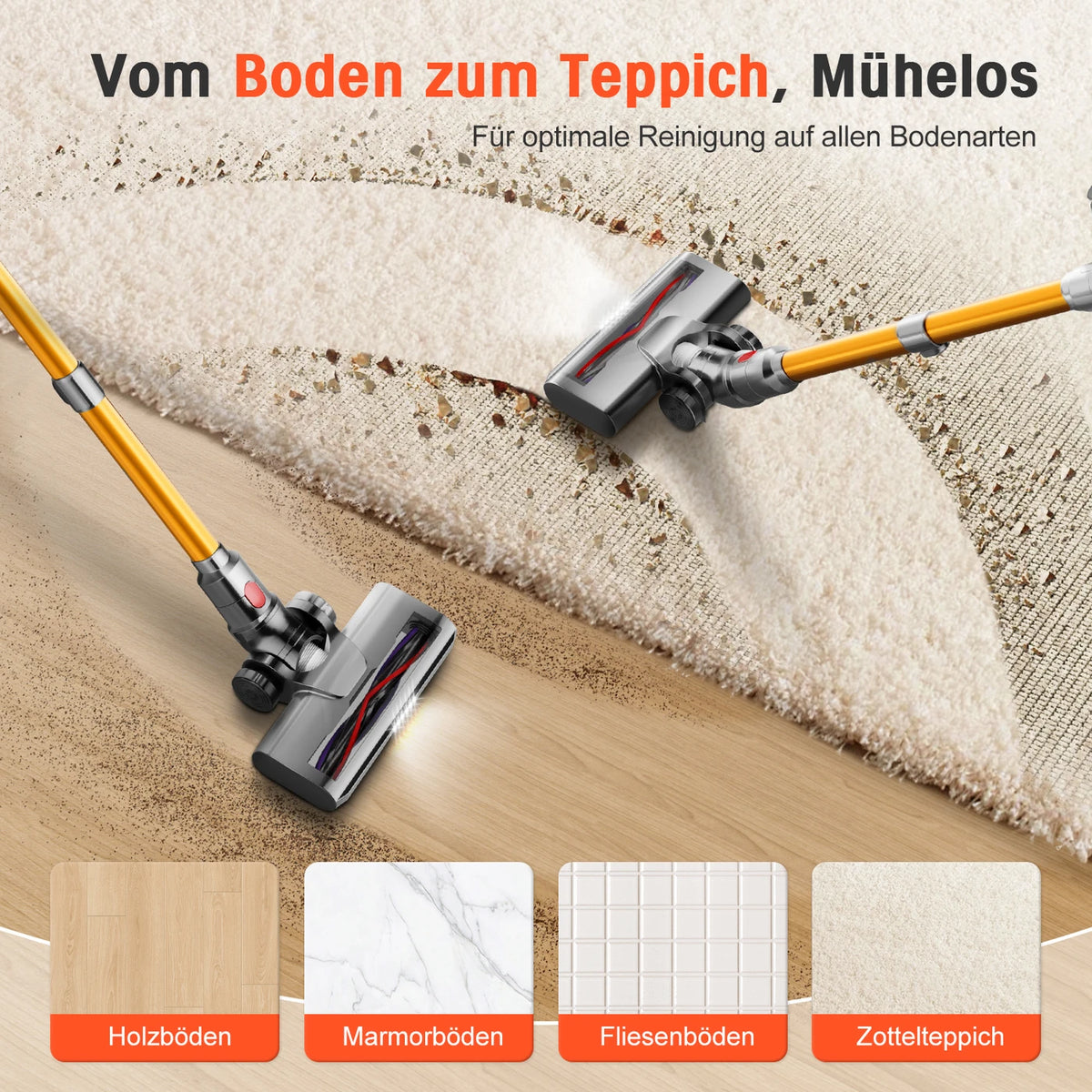 Daynee N850 Draadloze Steelstofzuiger – 45.000 Pa – 50 Min. Accuduur – Zwart en Paars – Kunststof