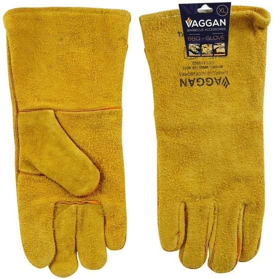 Vaggan BBQ handschoenen - leder - camel bruin - hittebestendig tot 250 graden