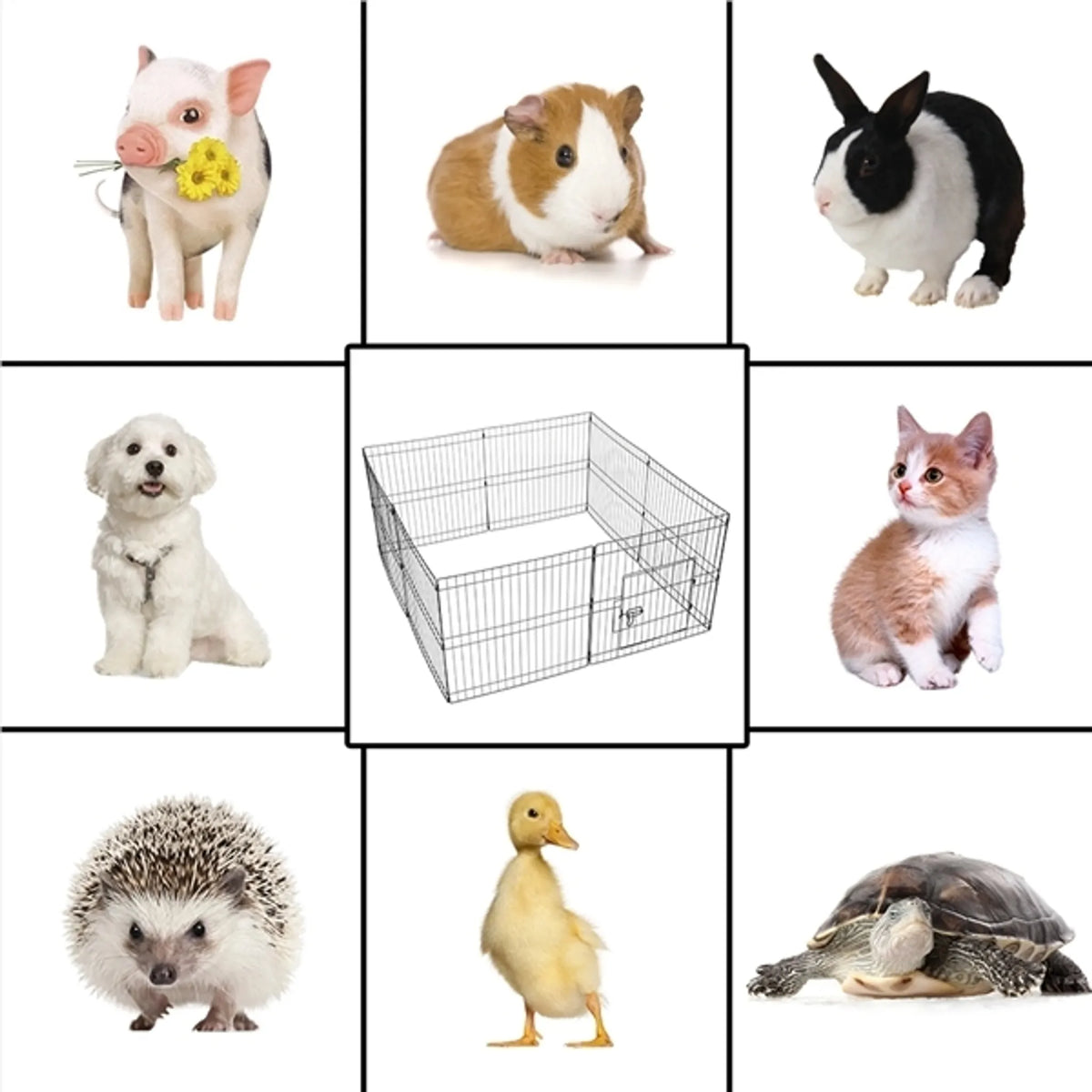 Yaheetech Puppyren Speelren – 61 x 61 cm Per Paneel – Voorzien Van 8 Panelen En Veiligheidsslot En Afgeronde Randen En Grondpinnen – Voor Puppy En Konijn – Zwart Metaal