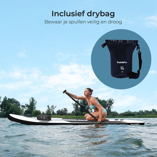 LifeGoods SUP Board - Luxe Set - met Zitje - Opblaasbaar Paddle Board - Max. 135KG - 320x81cm - Wit