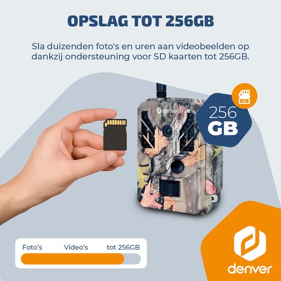 Denver Wildcamera met Nachtzicht en 4G verbinding - Live streaming - 4K Ultra HD video - 48MP - Zonne-energie - TrailCam Go app - WSL8050