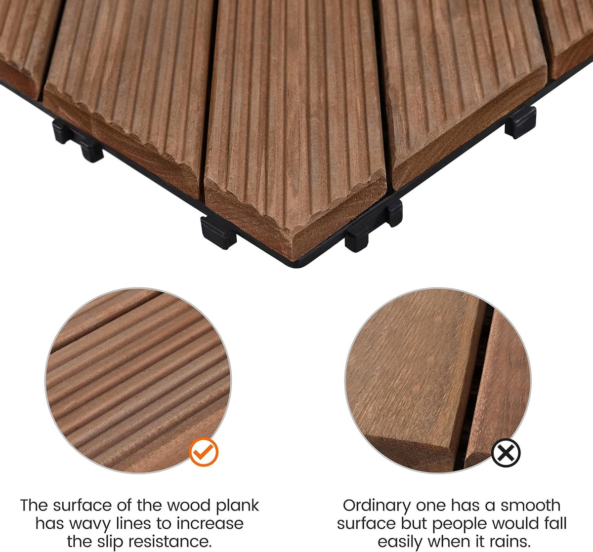 Yaheetech Houten Terrastegels - 27 Stuks - Diagonaal Patroon - Bruin