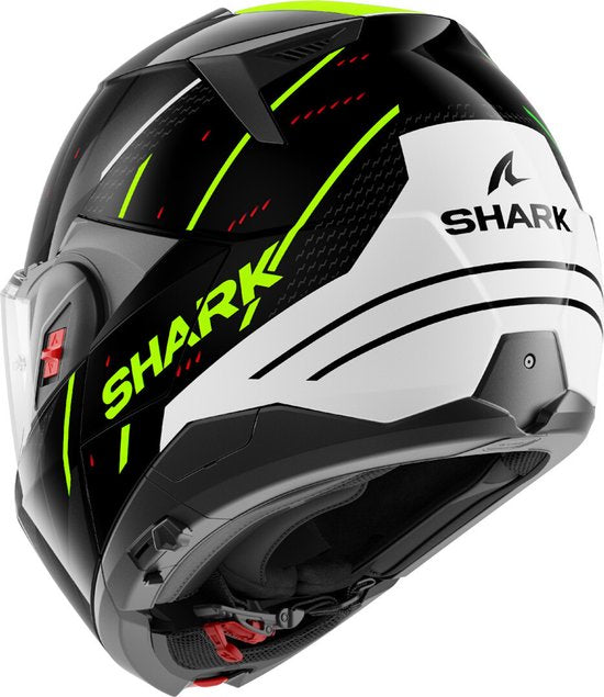 SHARK Oxo Rydger Zwart Wit Yellow KWY Systeemhelm - Maat L - Helm