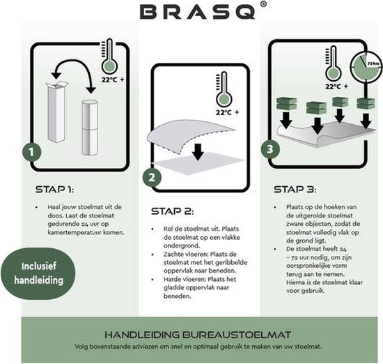BRASQ Bureaustoelmat CM200 - Transparant - 120x150 cm - Hoogwaardig PVC - Vloerbeschermer voor Harde Vloeren