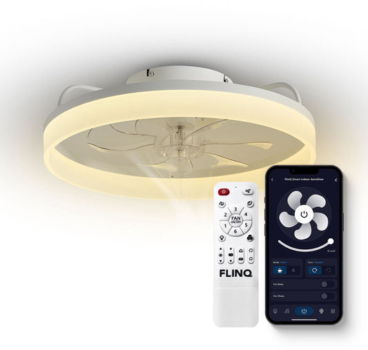 FlinQ AeroGlow - Smart Plafondventilator - Verlichting - Wit