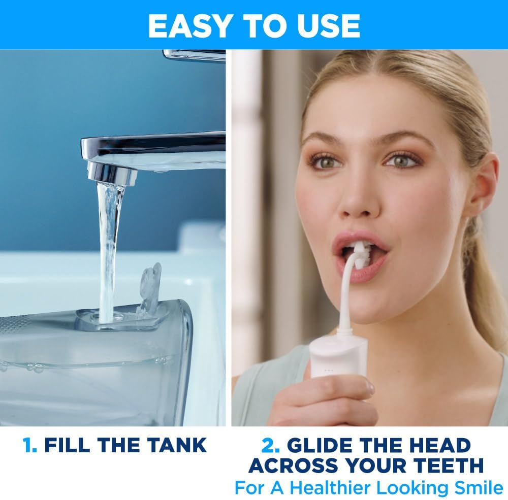Ontel Miracle Smile Waterflosser - Cordless Mondirrigator met H-Vormige Flosser Kop - 4 Waterstralen - 3 Drukstanden - USB Oplaadbaar