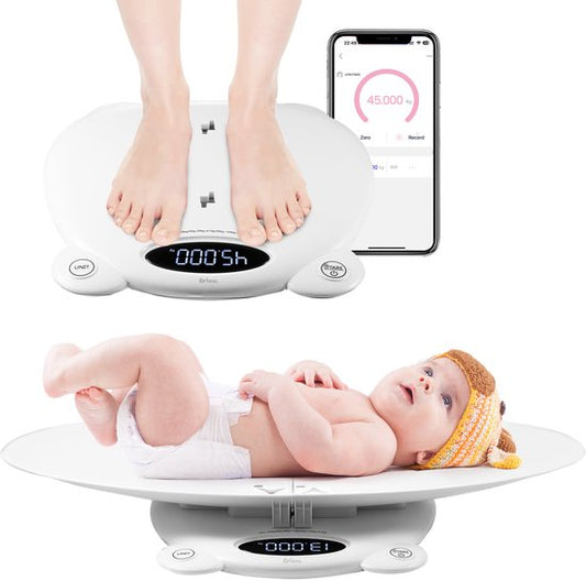 Babyweegschaal - met Weegplateau - Digitale Weegschaal - met Tarra Functie en App - 50g tot 200KG - Wit - van Faas