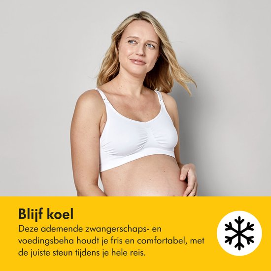 Medela Keep Cool bh - Naadloze voedingsbh - Zwangerschapsbh met 2 ademende zones - Soft Touchmateriaal - Wit - Maat S