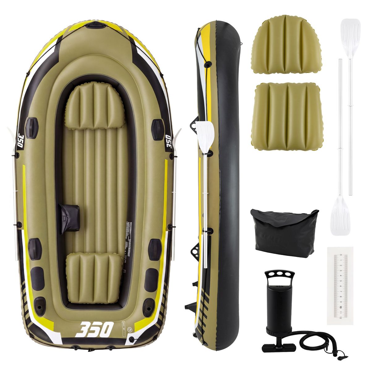 Coast Opblaasbare vissersboot - 3 luchtkamers - inclusief peddels en pomp - groen - 305 x 136 x 42 cm