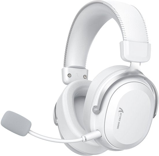 ATTACK SHARK L30PRO Draadloze Gaming Headset - 7.1 Surround Sound - 50mm Drivers - 20ms Lage Latency - Afneembare Microfoon met Ruisonderdrukking - Frame van Aluminiumlegering - Tri-Mode Connectiviteit - Over-Ear Headset - Wit