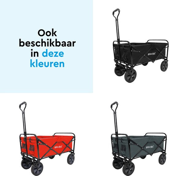 BRASQ Bolderkar Opvouwbaar - 100 Liter - 80 KG Draagkracht - Draaibare wielen mét rem - 90x51x100 CM - Verstelbare hendel - Inklapbare Bolderwagen - Compact – Blauw