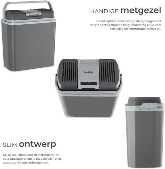 tectake Elektrische Koelbox - 24L - Grijs