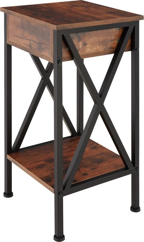 tectake® - Bijzettafel Dayton - industrieel - donkerbruin - 35 x 35 x 70,5 cm - 404451