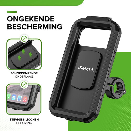 iSetchi Telefoonhouder Fiets - Waterdicht -  Anti-Schok - zwart