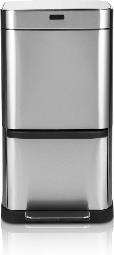 Umuzi Cleaning Zilveren Prullenbak - Met Sensor en Pedaal - 4 Compartimenten - Eenvoudig Afval Scheiden - RVS - 70 Liter - Recyclen - 42 x 30 x 80 cm