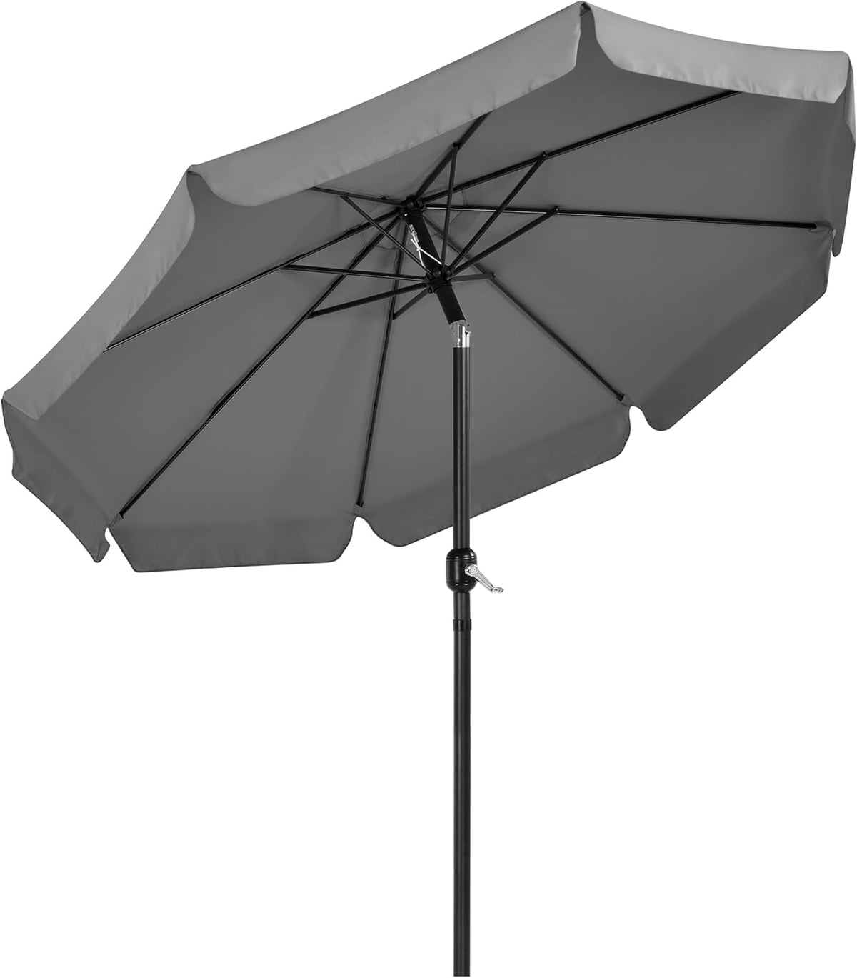 Tuinscherm Parasol 268 cm met Knikfunctie, Slinger en 8 Ribben Grijs