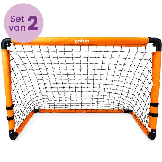 Gofun Voetbaldoel set van 2 – Voetbaldoeltjes – Opvouwbaar – 90 x 60 x 60 cm – Zwart/Oranje