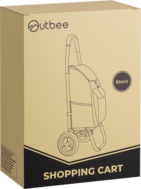 Outbee Boodschappentrolley - Boodschappenwagen - Boodschappenkar -Inklapbaar - Met wielen - Zwart