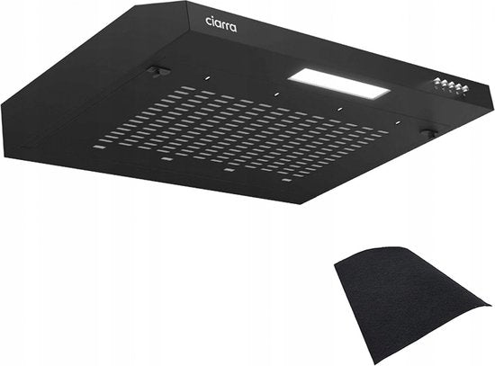 CIARRA CBCB6903 - 60cm Onderbouw Afzuigkap Zwart – inclusief koolstoffilter - 220m3