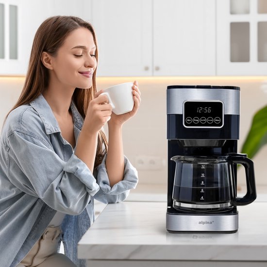 alpina Koffiezetapparaat met Filterkoffie - 900W - 1.5 L - Grijs/Zwart