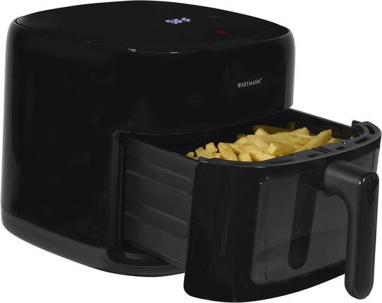 Wartmann Airfryer Compact - PFAS-vrije Heteluchtfriteuse Met Kijkvenster - 6 Liter - 10 Programma's - 1500 Watt - Zwart
