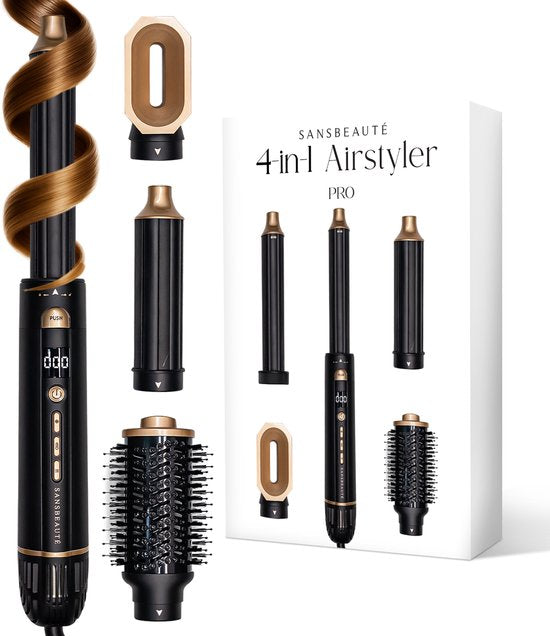 Sansbeauté® 4-in-1 Airstyler - Multistyler - Föhnborstel Kort Haar - Haarkruller - Haarstyler - Haardroger - Warmteborstel - Krulborstel - Krultang - Haarstijler - Hairwrap - Stijlborstel - 5 in 1 Hairstyler