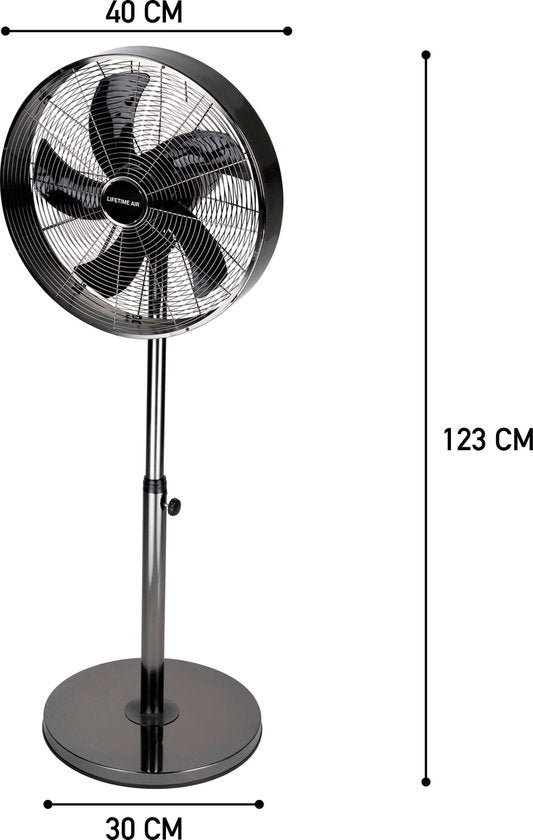 Lifetime Air Statiefventilator - 230V - Hoogte 85-125 CM - 3 Snelheden - Oscillerende Functie - Kantelbaar - Zilver