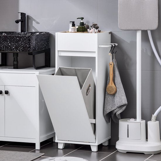 SoBuy BZR159-W Waskast - Witte Badkamermeubel met Opbergvakken