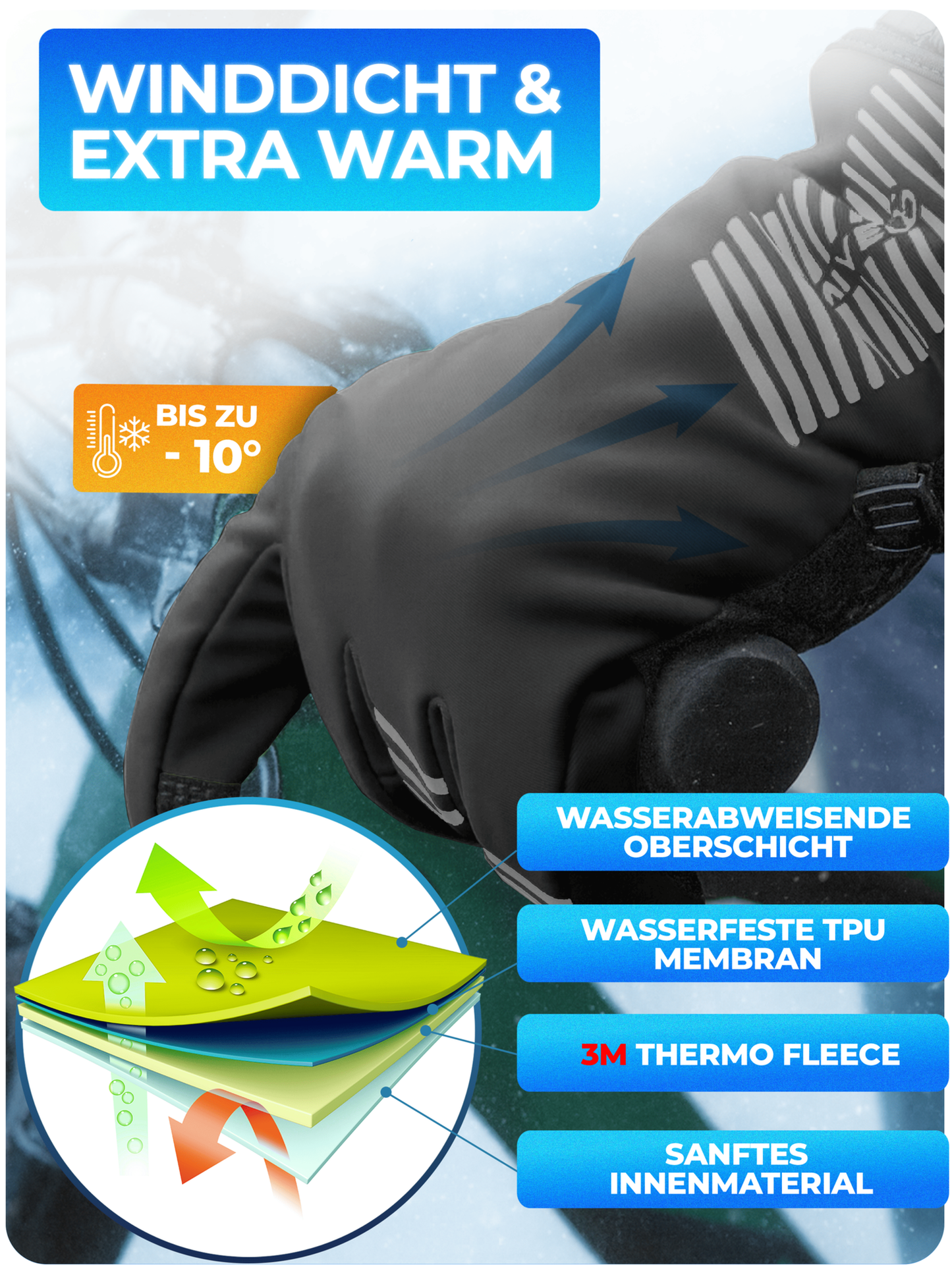 Mivelo Winterhandschoenen – Zwart – Maat XL – Met 3M™ Thinsulate™ & Thermo-Fleece