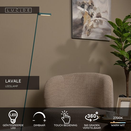 Lucide LAVALE - Leeslamp - LED Dimbaar - 1x3W 2700K - Turkoois
