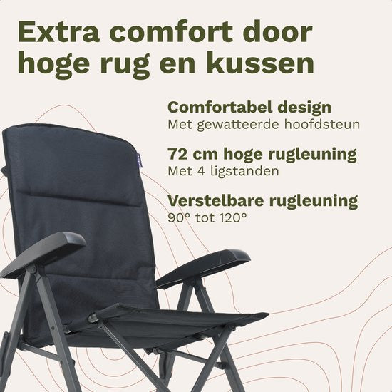 TRVLMORE Campingstoelen Luxe - Opvouwbaar - 2-Pack - 150KG Draagvermogen - Incl. Draagtas - Klapstoel - Kampeerstoel - Vouwstoel - Grijs