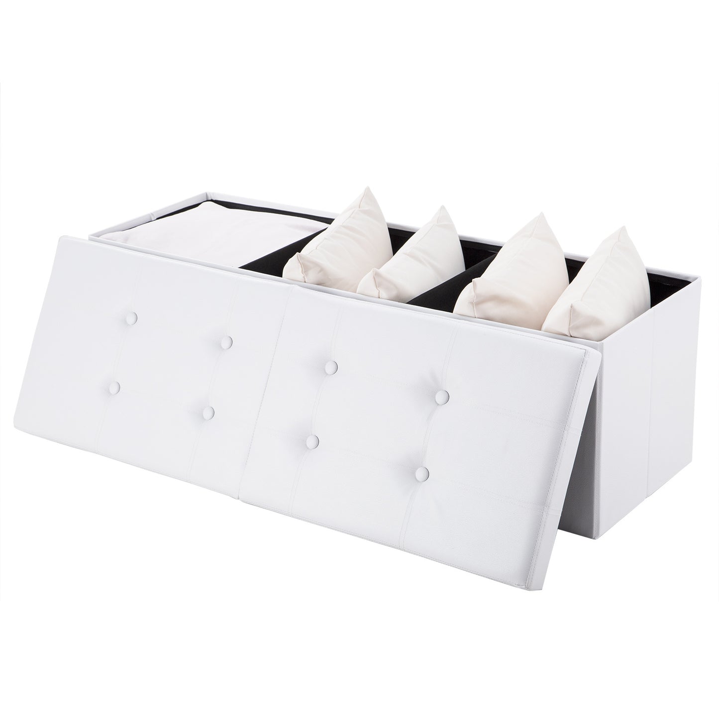 Casaria Zitbank met Opbergruimte - 115x40x40cm 130L Kunstleer – Wit