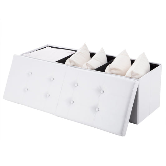 Casaria Zitbank met Opbergruimte - 115x40x40cm 130L Kunstleer – Wit
