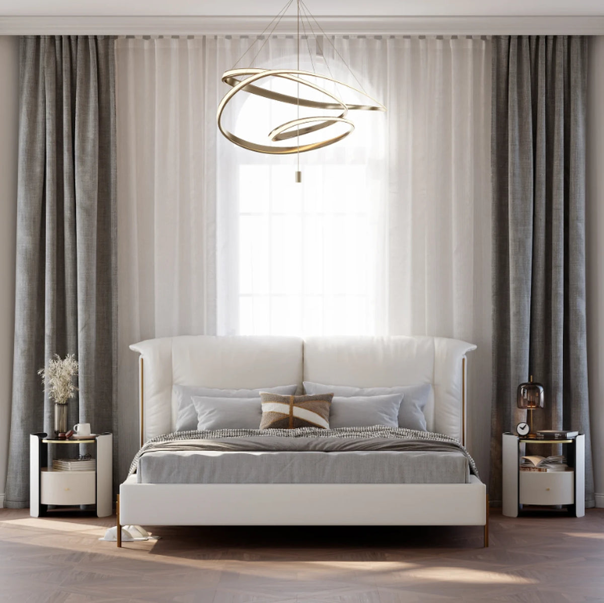 Homary Ronde Nachtkast met Glasblad - Sintersteen - 49 x 49 x 48 cm - Met Lade