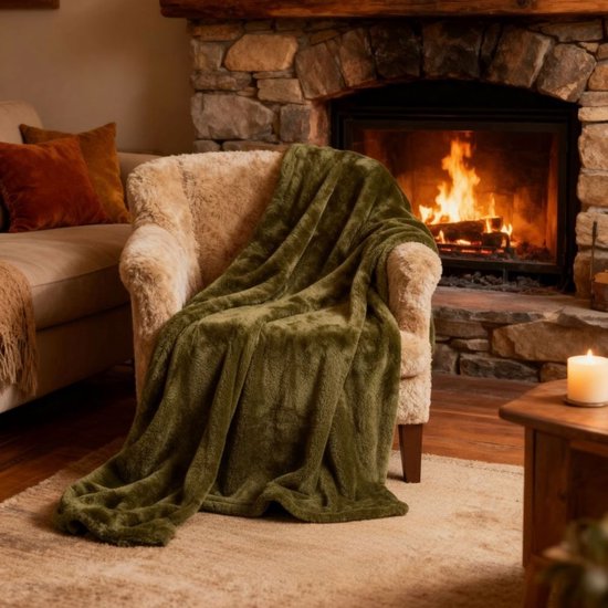 Arti Casa Fleece Deken 150 x 200 cm - Plaid Deken voor op de Bank, Bed of Buiten - Woondecoratie Woonkamer en Slaapkamer - Super Zacht Materiaal - Groen