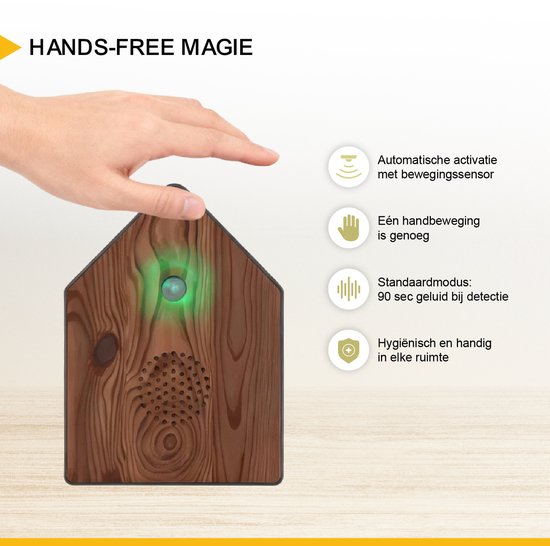 UPLY Vogelhuisje Met Geluid - Vogelgeluiden Huisje Met Sensor - 5 Natuurgeluiden Voor op Toilet/Wc - Bewegingsmelder - Zwitscherbox - Cadeau - Incl. Bevestiging