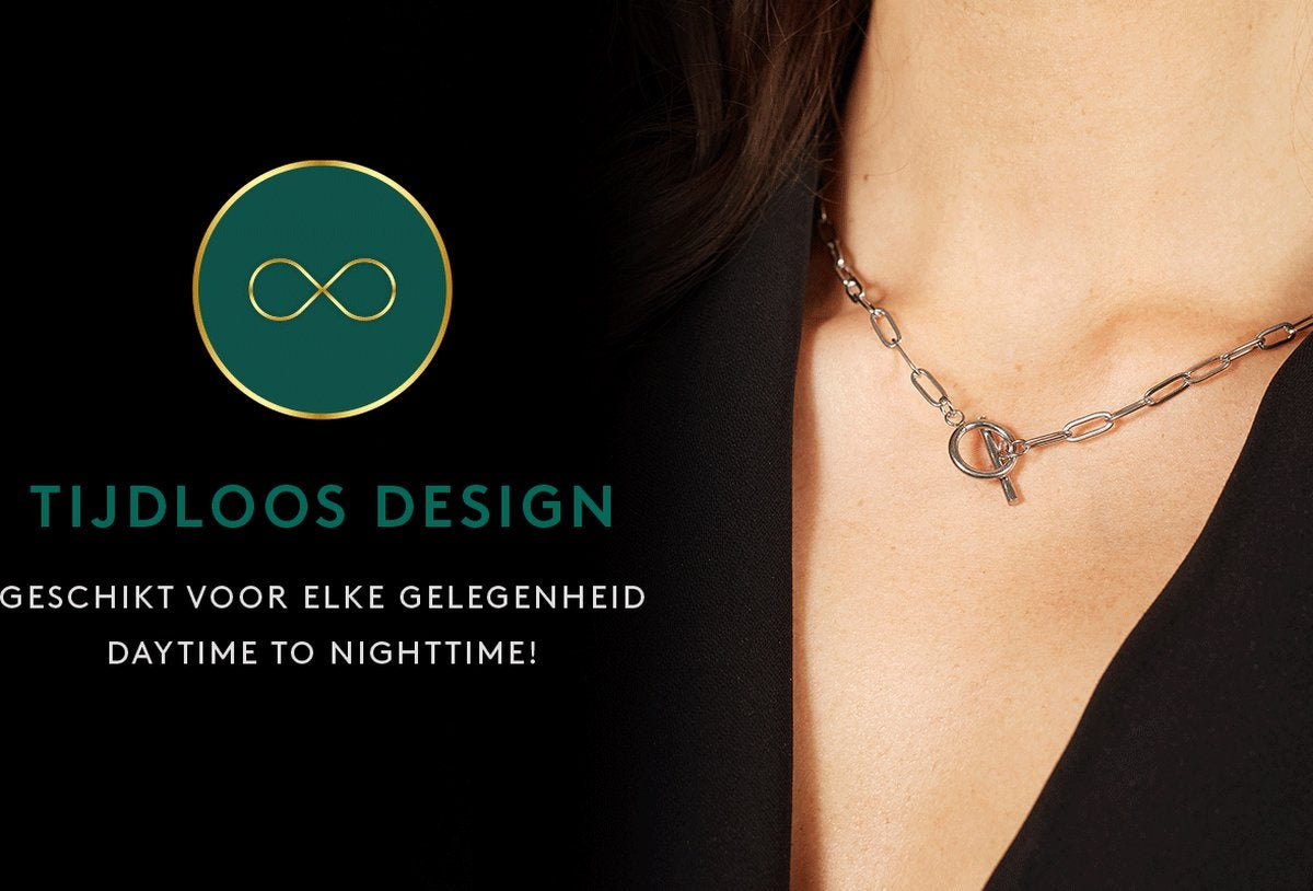 Laura Ferini Dames Ketting Catena Zilver - Zilverkleurige Schakelketting - 18K Witgoud Verguld - Halsketting - Collier - Sieraad - Accessoires - Dames Ketting