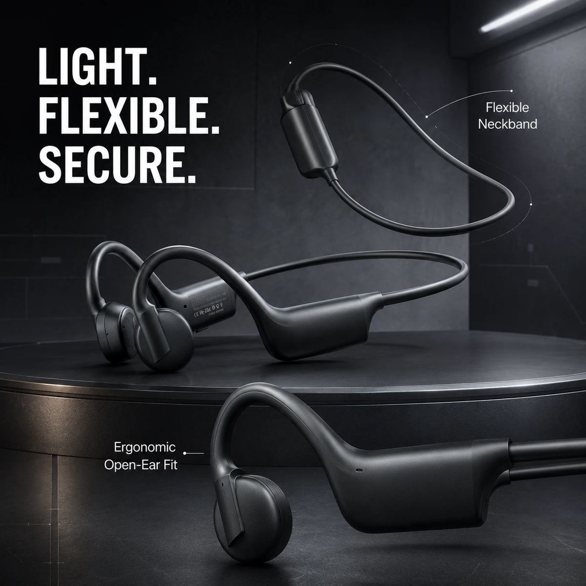Verbex K08 Bone Conduction Oordopjes - Bluetooth - Open-Ear - Zwart - Sport - Handsfree Bellen