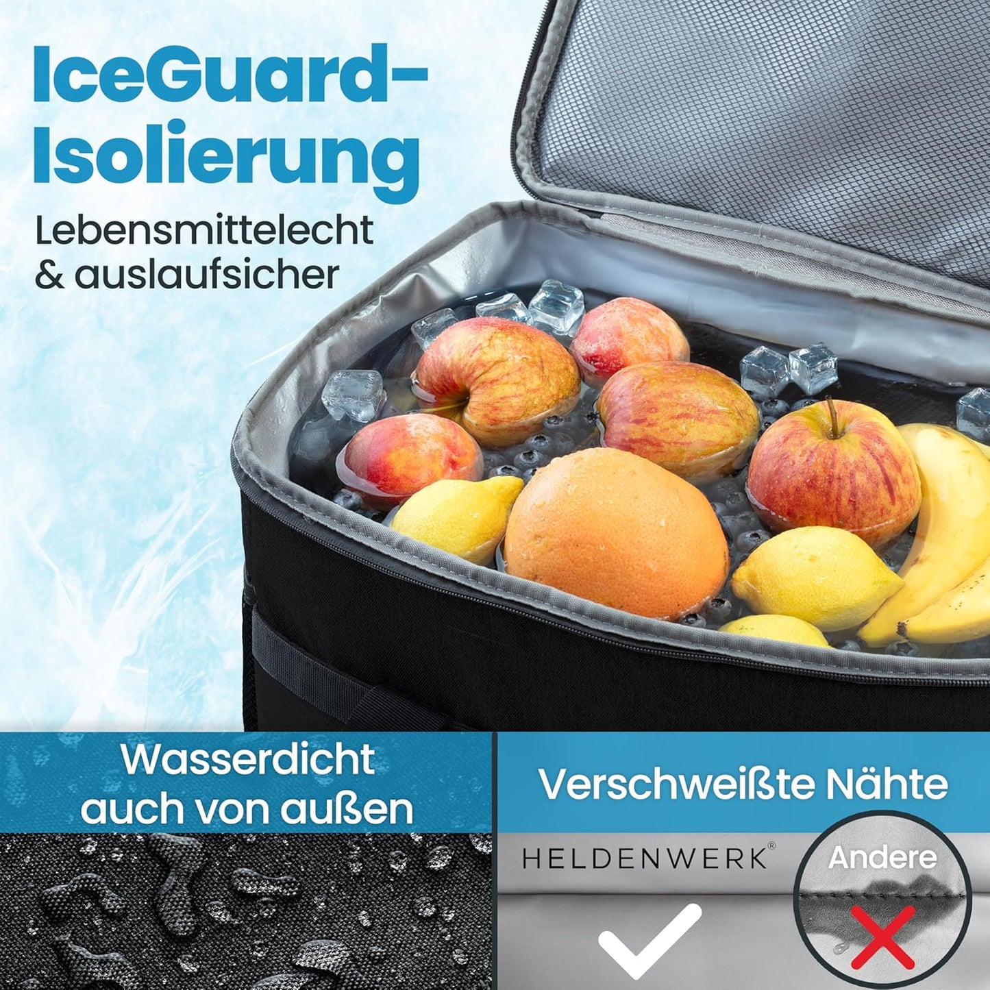 Heldenwerk Koeltas - 30L - 12 uur - 7 compartimenten - Zwart