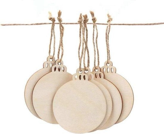Giftmas Houten Kerstballen – Kerstversiering voor Binnen – Kerstbal van Hout – Kerst – ⌀6,5cm - 50 Stuks