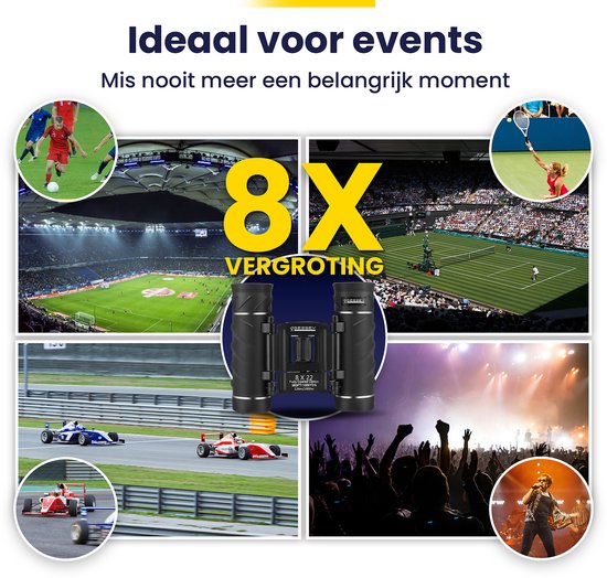 ODESSEY Compacte Verrekijker - met Etui, Onderhoudskit en Telefoonhouder - 8x22 - FMC - BAK-7 - voor Volwassenen & Kinderen